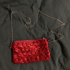 Sexy Red cross body sequence purse